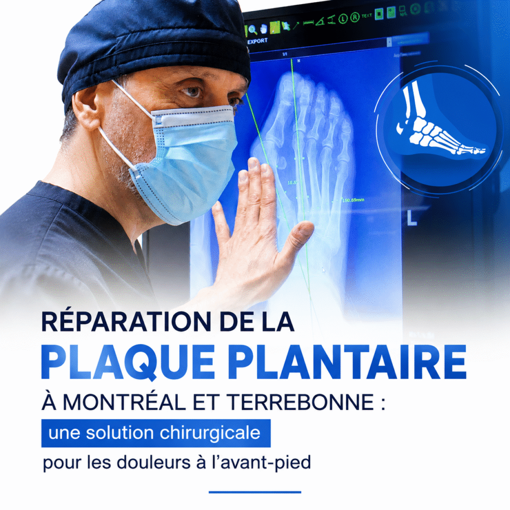 Réparation de la plaque plantaire à Montréal et Terrebonne : une solution chirurgicale pour les douleurs à l’avant-pied